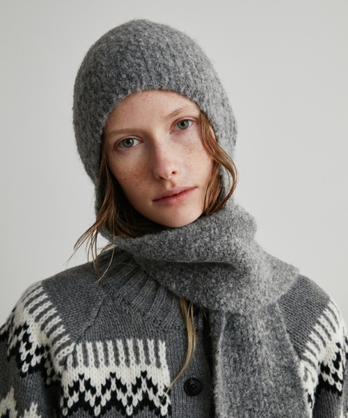 Auntie Rosa Holiday（アンティローザホリデー）の「ブークレイヤーフラップビーニー（ニットキャップ/ビーニー・レディース・ブラック/グレー・FREE）」の8枚目の写真