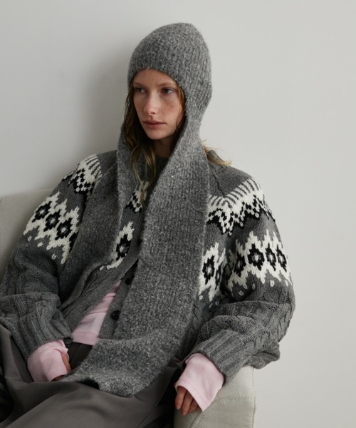 Auntie Rosa Holiday（アンティローザホリデー）の「ブークレイヤーフラップビーニー（ニットキャップ/ビーニー・レディース・ブラック/グレー・FREE）」の9枚目の写真