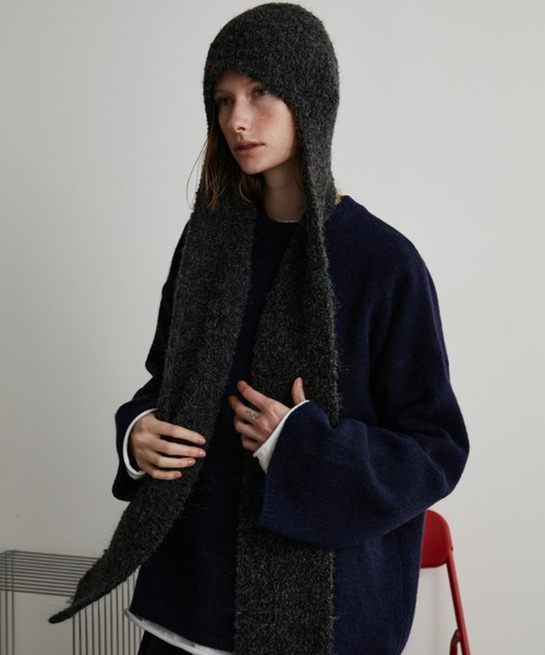 Auntie Rosa Holiday（アンティローザホリデー）の「ブークレイヤーフラップビーニー（ニットキャップ/ビーニー・レディース・ブラック/グレー・FREE）」の6枚目の写真