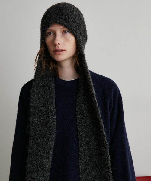 Auntie Rosa Holiday（アンティローザホリデー）の「ブークレイヤーフラップビーニー（ニットキャップ/ビーニー・レディース・ブラック/グレー・FREE）」の5枚目の写真