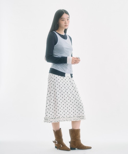 polka dot frill midi skirt / ドットフリルスカート（スカート