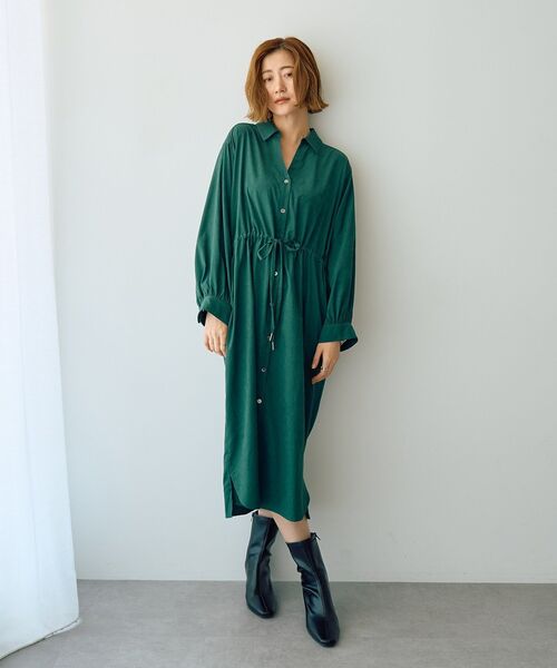 YECCA VECCA（イェッカヴェッカ）の「【UVカット】2way袖バルーンワンピース（シャツワンピース・レディース・チャコールグレー/ダークグリーン/オレンジ/ベージュ・FREE）」の6枚目の写真