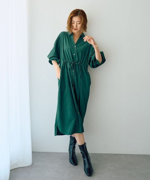 YECCA VECCA（イェッカヴェッカ）の「【UVカット】2way袖バルーンワンピース（シャツワンピース・レディース・チャコールグレー/ダークグリーン/オレンジ/ベージュ・FREE）」の11枚目の写真