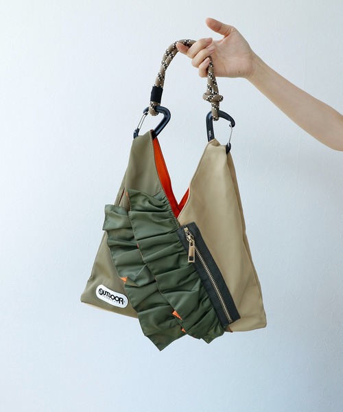 OUTDOOR RISLEY フリルメッシュトートバッグ OUTDOOR PRODUCTS トートバッグ 「RISLEY×OUTDOOR 」バイカラー