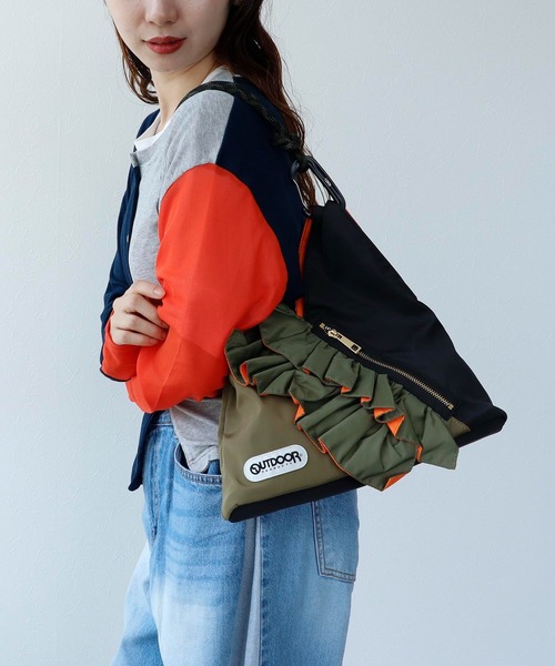 RISLEY×OUTDOOR PRODUCTS 】miniバイカラートライアングルフリルバッグ