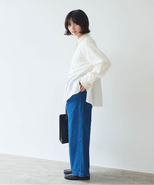 bulle de savon（ビュルデサボン）の「《early spring》コットン/シルク ローン ラグランシャツ（シャツ/ブラウス・レディース・サックスブルー/アイボリー・FREE）」の4枚目の写真