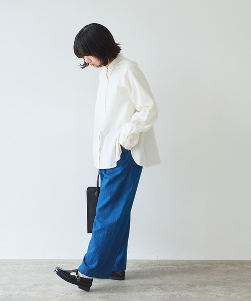 bulle de savon（ビュルデサボン）の「《early spring》コットン/シルク ローン ラグランシャツ（シャツ/ブラウス・レディース・サックスブルー/アイボリー・FREE）」の7枚目の写真