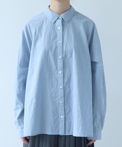 bulle de savon（ビュルデサボン）の「《early spring》コットン/シルク ローン ラグランシャツ（シャツ/ブラウス・レディース・サックスブルー/アイボリー・FREE）」の11枚目の写真