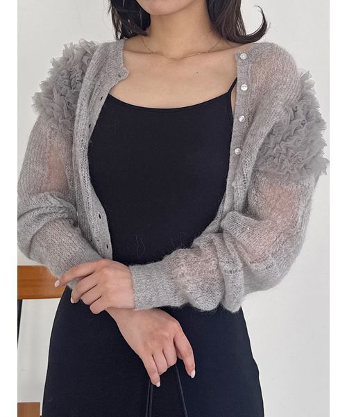 SNIDEL（スナイデル）の「【Chacott】チュールスリーブカーディガン（カーディガン/ボレロ・レディース・グレー/ピンク/オフホワイト・F）」の18枚目の写真