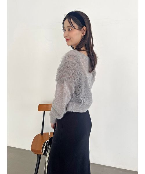 SNIDEL（スナイデル）の「【Chacott】チュールスリーブカーディガン