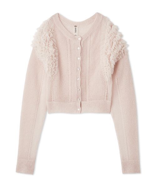 SNIDEL Chacott チュールスリーブニットカーディガン ピンク SNIDEL カーディガン 「Chacott」チュールスリーブカーディガン
