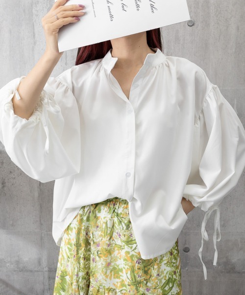 Miniministore(ミニミニストア)の「ランタンスリーブシャツブラウスレディース(シャツ/ブラウス・レディース・ライトブルー/ホワイト・FREE)」の20枚目の写真
