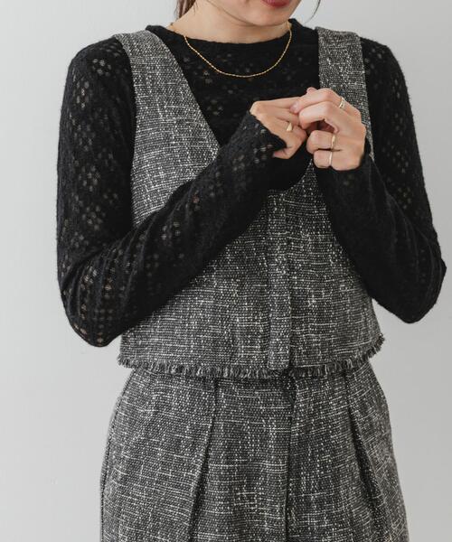 F by ROSSO（エフバイロッソ）の「F by ROSSO　起毛ストレッチレースプルオーバー（Tシャツ/カットソー・レディース・ブラック/オフホワイト・FREE）」の14枚目の写真