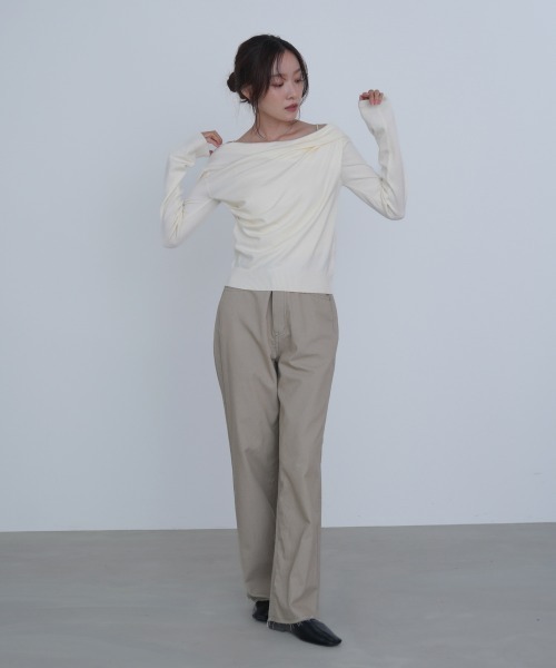 Bab（バブ）の「クロスドレープニットプルオーバー（ニット/セーター・レディース・ブラウン/チャコールグレー/アイボリー/ピンク・FREE）」の18枚目の写真