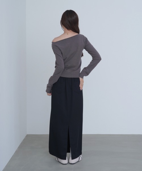 Bab（バブ）の「クロスドレープニットプルオーバー（ニット/セーター・レディース・ブラウン/チャコールグレー/アイボリー/ピンク・FREE）」の6枚目の写真