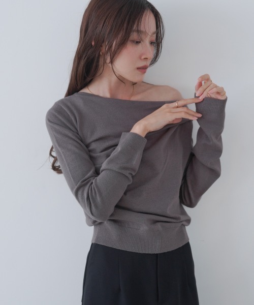 Bab（バブ）の「クロスドレープニットプルオーバー（ニット/セーター・レディース・ブラウン/チャコールグレー/アイボリー/ピンク・FREE）」の14枚目の写真