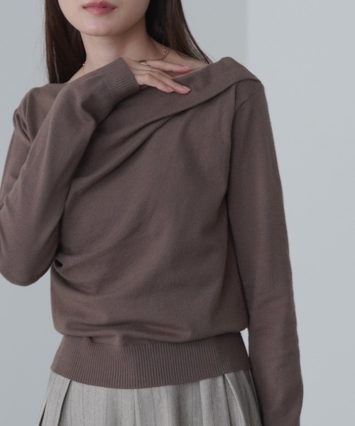 Bab（バブ）の「クロスドレープニットプルオーバー（ニット/セーター・レディース・ブラウン/チャコールグレー/アイボリー/ピンク・FREE）」の20枚目の写真