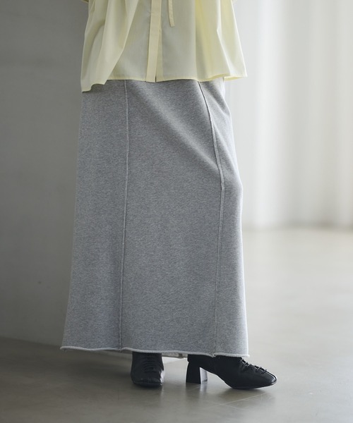 CRAFT STANDARD BOUTIQUE（クラフトスタンダードブティック）の「スウェットロングスカート◆（スカート・レディース・チャコールグレー/杢グレー・FREE）」の4枚目の写真