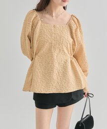 mystic（ミスティック）の「エンボスパフ 長袖ブラウス（シャツ/ブラウス）」