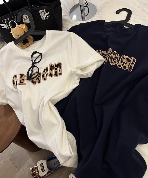 セール】ヒョウ柄刺繍オーバーサイズ半袖Tシャツ（Tシャツ/カットソー