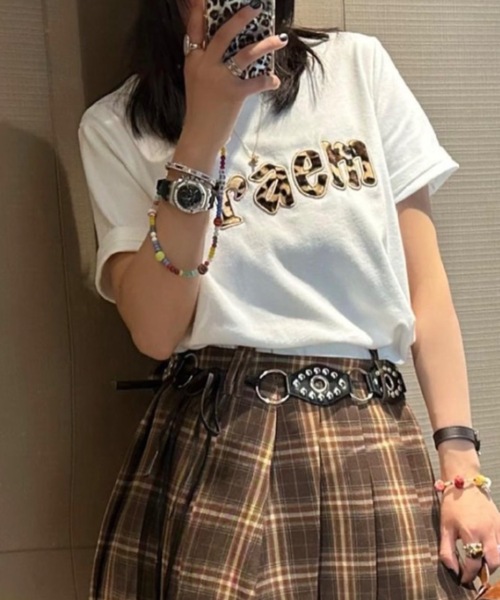 セール】ヒョウ柄刺繍オーバーサイズ半袖Tシャツ（Tシャツ/カットソー