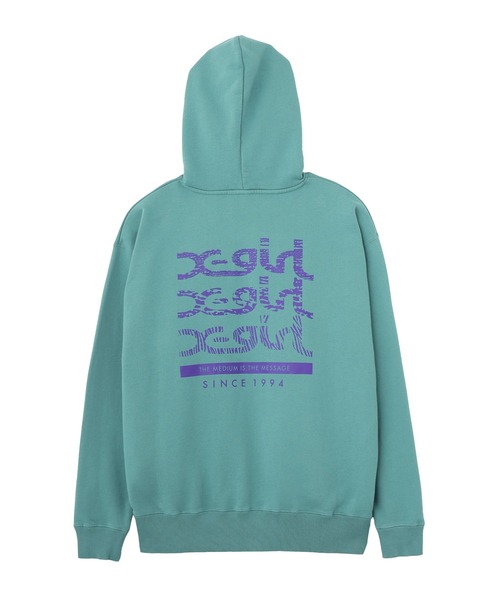 X-girl（エックスガール）の「GEOMETRIC MILLS LOGO SWEAT HOODIE（パーカー・レディース・ブラック/アッシュ/グリーン・S/M）」の3枚目の写真