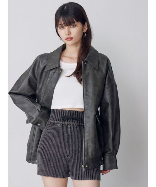 ZOZO限定】ヴィンテージフェイクレザーブルゾン（ライダース