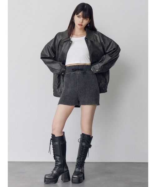 MURUA（ムルーア）の「【WEB限定】ヴィンテージフェイクレザーブルゾン（ライダースジャケット・レディース・ブラック/ブラウン・FREE）」の13枚目の写真