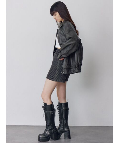 MURUA（ムルーア）の「【WEB限定】ヴィンテージフェイクレザーブルゾン（ライダースジャケット・レディース・ブラック/ブラウン・FREE）」の14枚目の写真