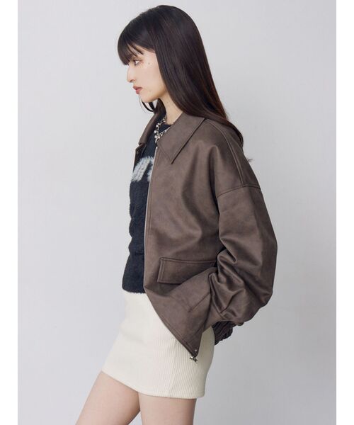MURUA（ムルーア）の「【WEB限定】ヴィンテージフェイクレザーブルゾン（ライダースジャケット・レディース・ブラック/ブラウン・FREE）」の17枚目の写真