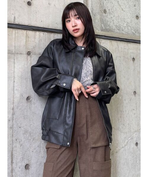 ☆ MURUA ☆ 黒 ライダース ジャケット ルーズライダース（ライダースジャケット）｜MURUA（ムルーア