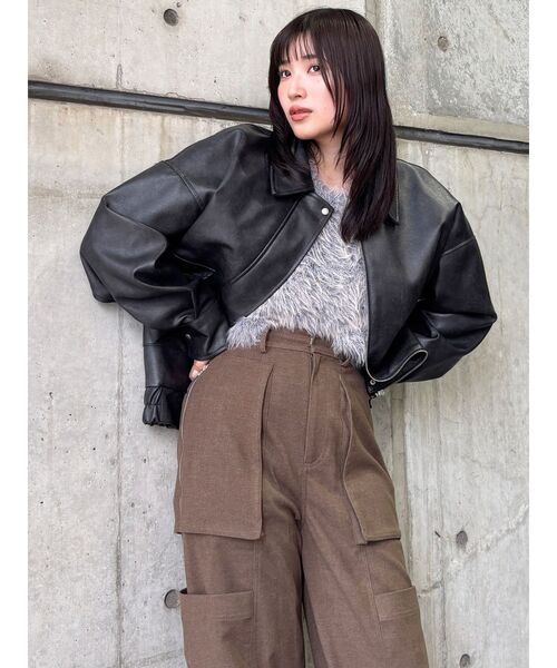 ZOZO限定】ヴィンテージフェイクレザーブルゾン（ライダース