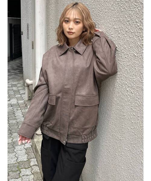 MURUA（ムルーア）の「【WEB限定】ヴィンテージフェイクレザーブルゾン（ライダースジャケット・レディース・ブラック/ブラウン・FREE）」の21枚目の写真