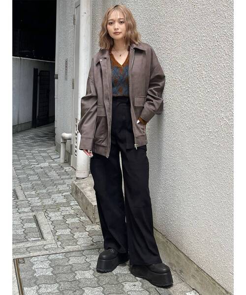 MURUA ライダースジャケットセットアップ ZOZO限定】ヴィンテージフェイクレザーブルゾン（ライダース