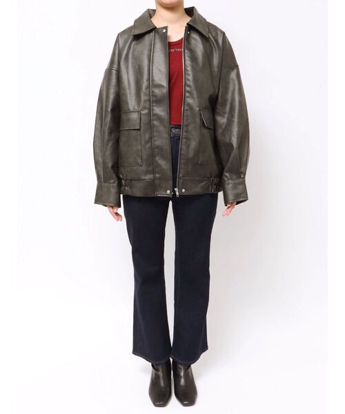 MURUA レザージャケット フェイクレザーミドルジャケット（ブルゾン）｜MURUA（ムルーア