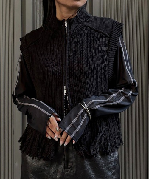 &g'aime（アンジェム）の「【&g'aime】フリンジニットベスト　Fringe Knit Vest（ニット/セーター・レディース・アイボリー/ブラック/チャコールグレー・FREE）」の14枚目の写真