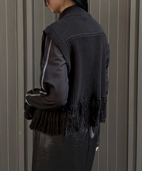 &g'aime（アンジェム）の「【&g'aime】フリンジニットベスト　Fringe Knit Vest（ニット/セーター・レディース・アイボリー/ブラック/チャコールグレー・FREE）」の19枚目の写真