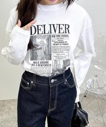 ニュースペーパープリントロングTシャツ