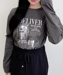ニュースペーパープリントロングTシャツ