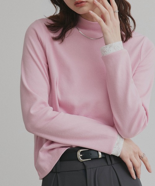 ad thie(アドティエ)の「配色アソートスリーブ ハイネックトップス(Tシャツ/カットソー・レディース・チャコールグレー/チャコールグレー×ブラック/ブラウン系1/ブラウン系2/グレー系1/グレー系2/ブラック系1/ブラック系2/カーキ系1/カーキ系2/ホワイト系1/ホワイト系2/ブラック系3/ブルー系1/ピンク系1/ピンク系2/ホワイト系3/ブルー系2・MEDIUM/LARGE/LL)」の18枚目の写真