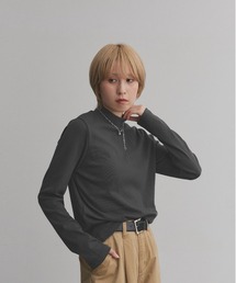 配色アソートスリーブ ハイネックトップス