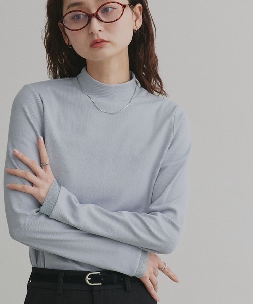 ad thie(アドティエ)の「配色アソートスリーブ ハイネックトップス(Tシャツ/カットソー・レディース・チャコールグレー/チャコールグレー×ブラック/ブラウン系1/ブラウン系2/グレー系1/グレー系2/ブラック系1/ブラック系2/カーキ系1/カーキ系2/ホワイト系1/ホワイト系2/ブラック系3/ブルー系1/ピンク系1/ピンク系2/ホワイト系3/ブルー系2・MEDIUM/LARGE/LL)」の20枚目の写真