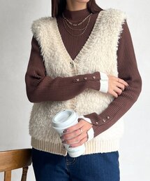 Chez toi（シェトワ）の「袖口ボタンハイネックプルオーバー（ニット/セーター・レディース）」