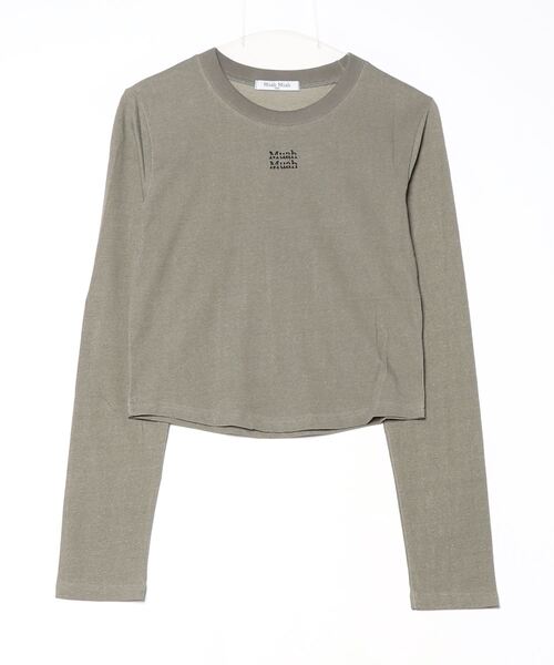 muahmuah(ムーアムーア)の「A'GEM/9 × .kom 『muah muah/ムーアムーア』 PIGMENT CROP LONG SLEEVE T-SHIRT/ピグメント クロップ長袖Tシャツ(Tシャツ/カットソー・レディース・ホワイト/ピンク/ブラック/カーキ/グレー・FREE)」の17枚目の写真