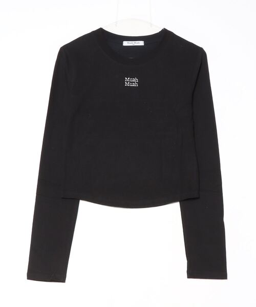 muahmuah(ムーアムーア)の「A'GEM/9 × .kom 『muah muah/ムーアムーア』 PIGMENT CROP LONG SLEEVE T-SHIRT/ピグメント クロップ長袖Tシャツ(Tシャツ/カットソー・レディース・ホワイト/ピンク/ブラック/カーキ/グレー・FREE)」の14枚目の写真