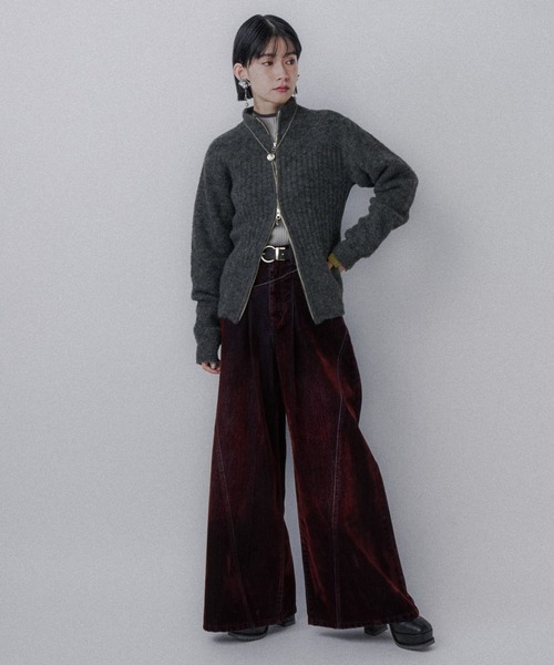 HARE（ハレ）の「フロッキーデニムワイドパンツ(HARE)（デニムパンツ・レディース・ブラック/グレー/レッド・FREE）」の11枚目の写真