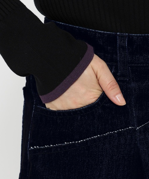 HARE（ハレ）の「フロッキーデニムワイドパンツ(HARE)（デニムパンツ・レディース・ブラック/グレー/レッド・FREE）」の22枚目の写真