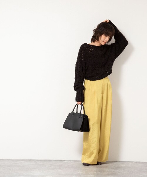 セール】《手洗い可能》カットフェザーヤーン透かし柄2WAYカーディガン