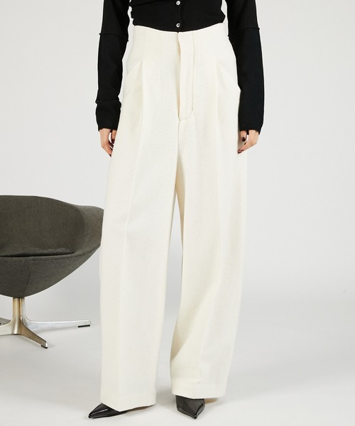 PRANK PROJECT(プランクプロジェクト)の「ウールリングカーブパンツ / Wool Ring Curve Pants(その他パンツ・レディース・ホワイト/チャコールグレー/グレー・36/38)」の2枚目の写真