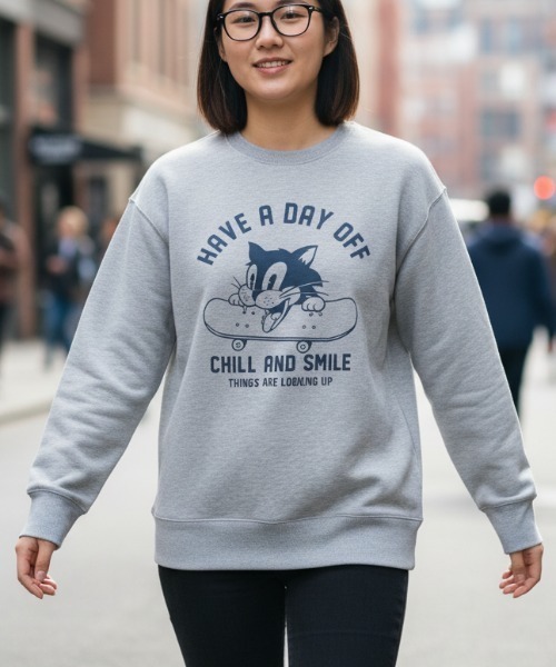 Ocean Pacific（オーシャンパシフィック）の「【OP/オーピー】レディースプリントクルーネックスウェットトレーナー（スウェット・レディース・チャコールグレー/ネイビー/ヘザーグレー/アイボリー・X-LARGE/MEDIUM/LARGE）」の3枚目の写真